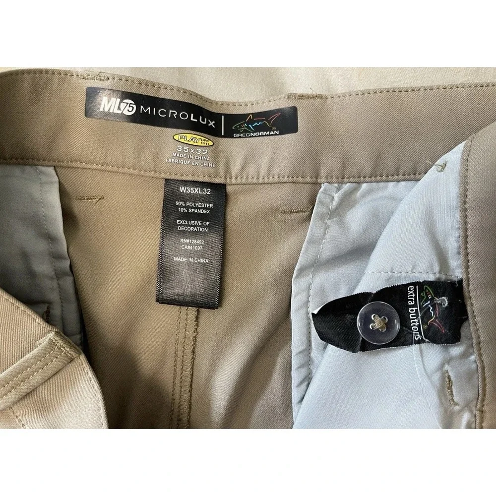 Greg Norman ML75 Micro Lux Golf Pant Men's Size 35X32‎ Khaki Stretch Play Dry